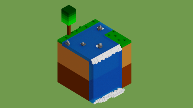 waterfall voxel 3D 模型 .c4d .max .obj .3ds .fbx .stl .blend 