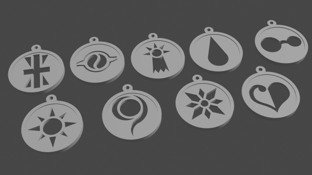 keychain-necklace digimon symbol Modello di stampa 3D .c4d .max .obj .3ds .fbx .stl .blend 