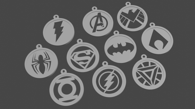 keychain-necklace superhero symbol Modello di stampa 3D .c4d .max .obj .3ds .fbx .stl .blend 