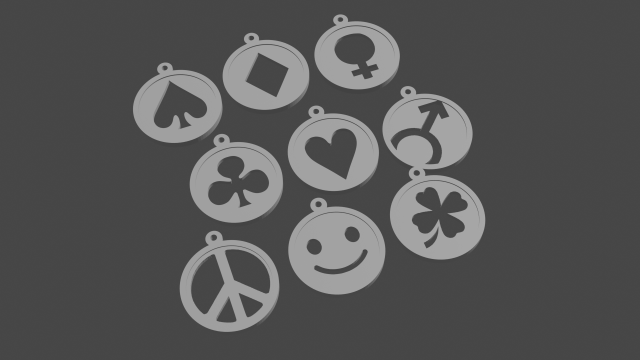 keychain-necklace various symbols 3D Print Model .c4d .max .obj .3ds .fbx .stl .blend 