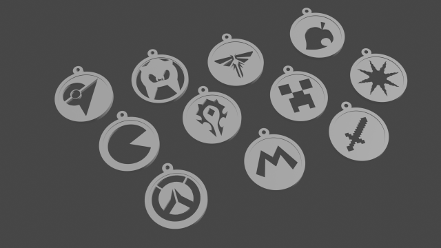keychain-necklace videogame symbol 3D 프린트 모델 .c4d .max .obj .3ds .fbx .stl .blend 