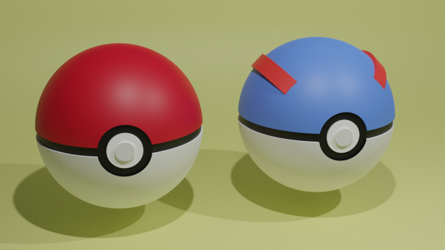 pokeball and greatball pokemon 3Dモデル .c4d .max .obj .3ds .fbx .stl .blend 
