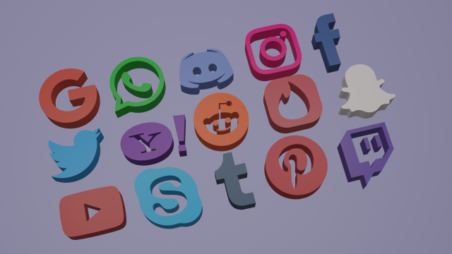 social media icons Model 3D .c4d .max .obj .3ds .fbx .stl .blend 