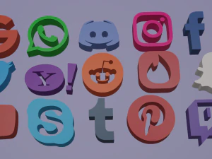 social media icons 3D Model