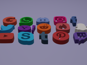 social media icons Model 3D