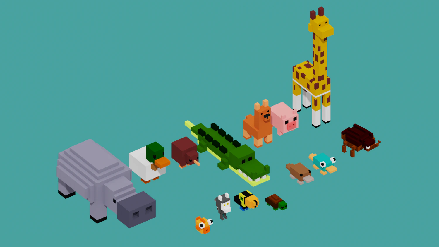pack animal voxel 3D Print Model .c4d .max .obj .3ds .fbx .stl .blend