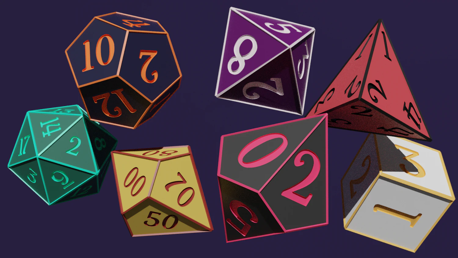 롤 RPG 주사위 3D 프린트 모델 .c4d .max .obj .3ds .fbx .stl .blend 