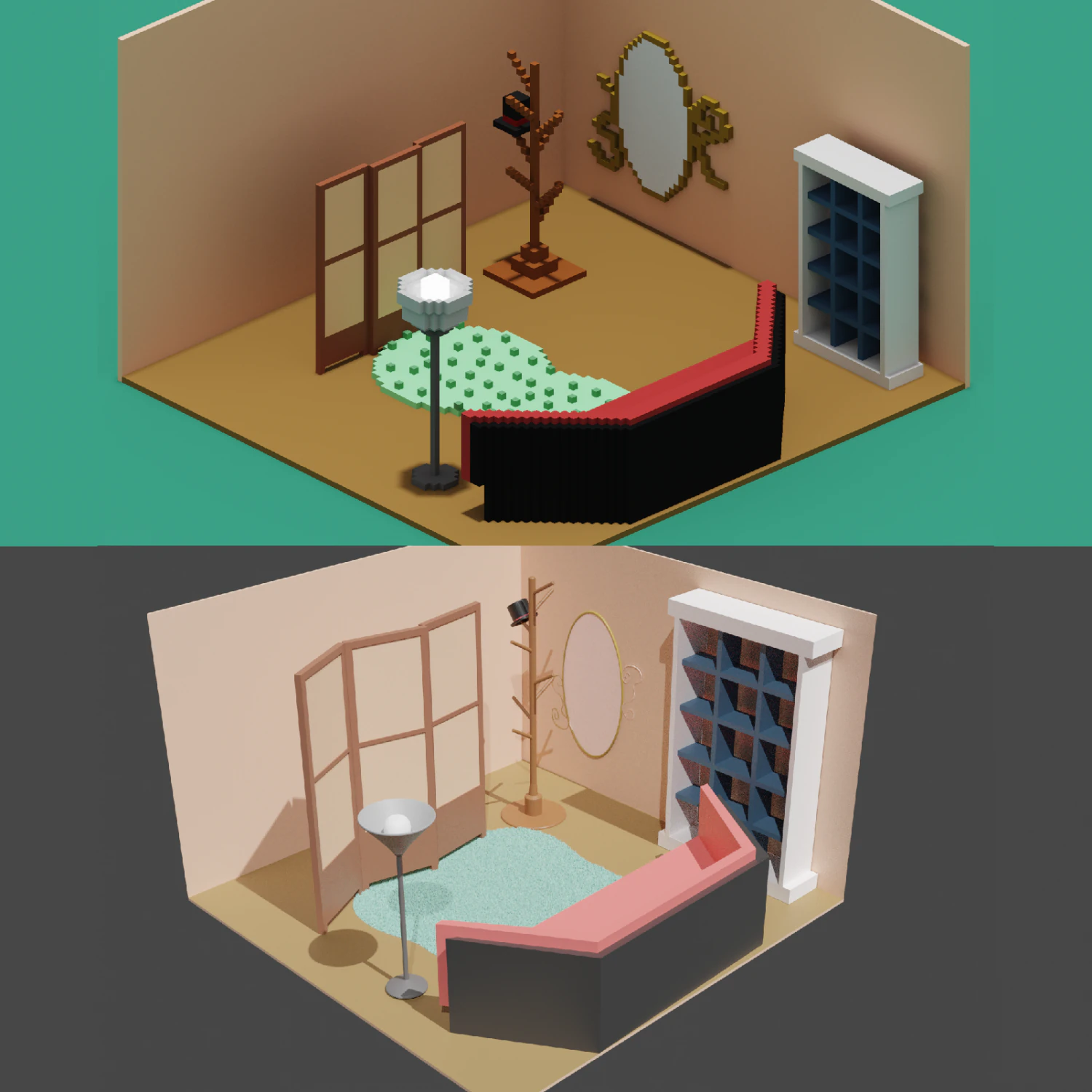 room assets and voxel version 3D Model .c4d .max .obj .3ds .fbx .stl .blend 