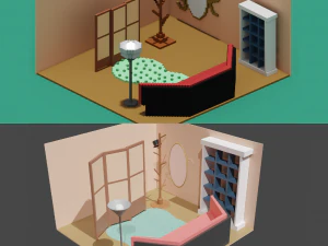 ativos de sala e versão voxel Modelo 3D