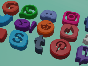 social media icons Modelo 3D