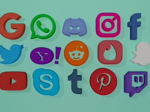 social media icons Modelo 3D