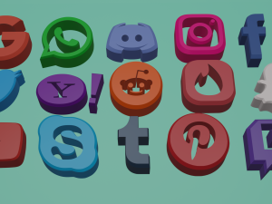 social media icons Modelo 3D