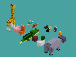 animal voxel Modelo 3D