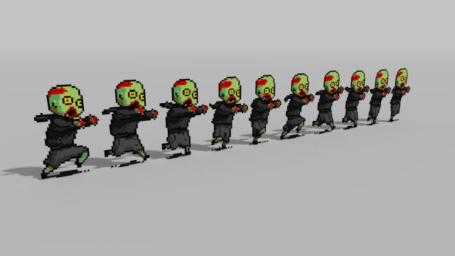 twitch zombie voxel movement cycle Modèle 3D .c4d .max .obj .3ds .fbx .stl .blend 