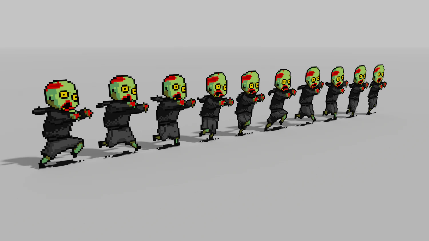 twitch zombie voxel movement cycle 3D Model .c4d .max .obj .3ds .fbx .stl .blend 
