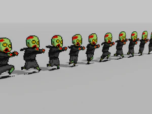 트위치 좀비 복셀 이동 주기 3D 모델