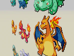 pok&eacute;mon inicial 1 gera&ccedil;&atilde;o voxel sprite Modelo de Impressão 3D