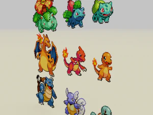 pok&eacute;mon inicial 1 gera&ccedil;&atilde;o voxel sprite Modelo de Impressão 3D