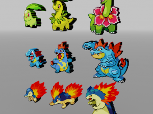 starter pokemon 2 gen voxel sprite 3D-printmodel