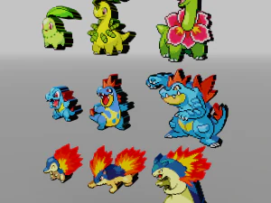 pokémon inicial 2 geração voxel sprite Modelo de Impressão 3D