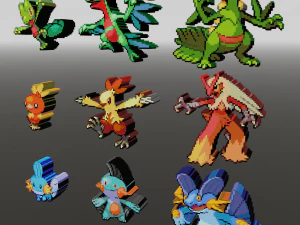 pokémon inicial 3 geração voxel sprite Modelo de Impressão 3D