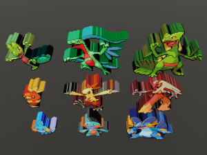 starter pokemon 3 gen voxel sprite 3D Print Model
