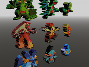 starter pokemon 3 gen voxel sprite 3D Print Model
