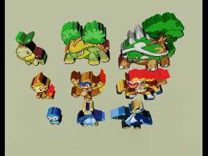 starter pokemon 4 gen voxel sprite Modelo de Impressão 3D