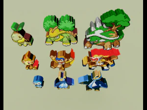 starter pokemon 4 gen voxel sprite 3D Print Model