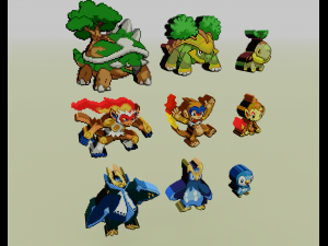 starter pokemon 4 gen voxel sprite Modelo de Impressão 3D