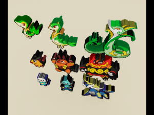 starter pokemon 5 gen voxel sprite 3D Принт Модель
