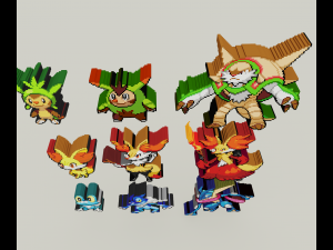 starter pokemon 6 gen voxel sprite 3Dプリントモデル