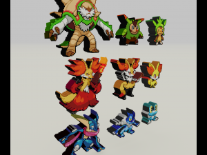 starter pokemon 6 gen voxel sprite 3Dプリントモデル