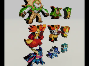 starter pokemon 6 gen voxel sprite 3D Print Model