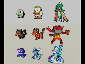başlangı&ccedil; ​​pokemon 7 gen voksel sprite 3D Baskı Modeli
