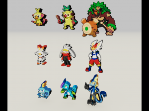starter pokemon 8 gen voxel sprite 3D printmodel