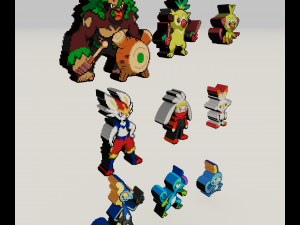 starter pokemon 8 gen voxel sprite 3D printmodel
