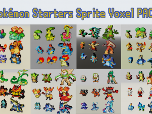 pokemon starter sprite voxel pack 3D 프린트 모델