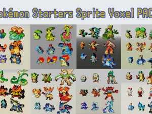 Pacote Voxel Pok&eacute;mon Starter Sprite Modelo de Impressão 3D
