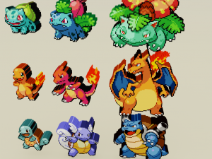 pokemon starter sprite voxel pack 3D printmodel