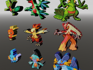pokemon starter sprite voxel pack 3D printmodel