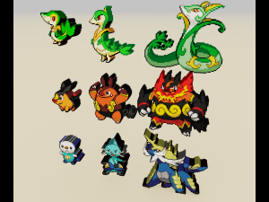 pokemon starter sprite voxel pack 3D printmodel