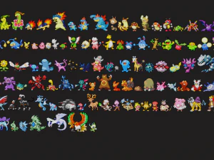 pokemon sprite voxel 2 gen 3D Model