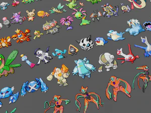 pokemon sprite voxel 3 gen 3D Model