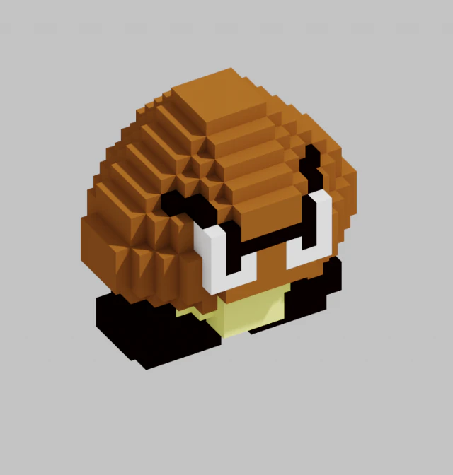 voxel goomba Modelo de Impressão 3D .c4d .max .obj .3ds .fbx .stl .blend