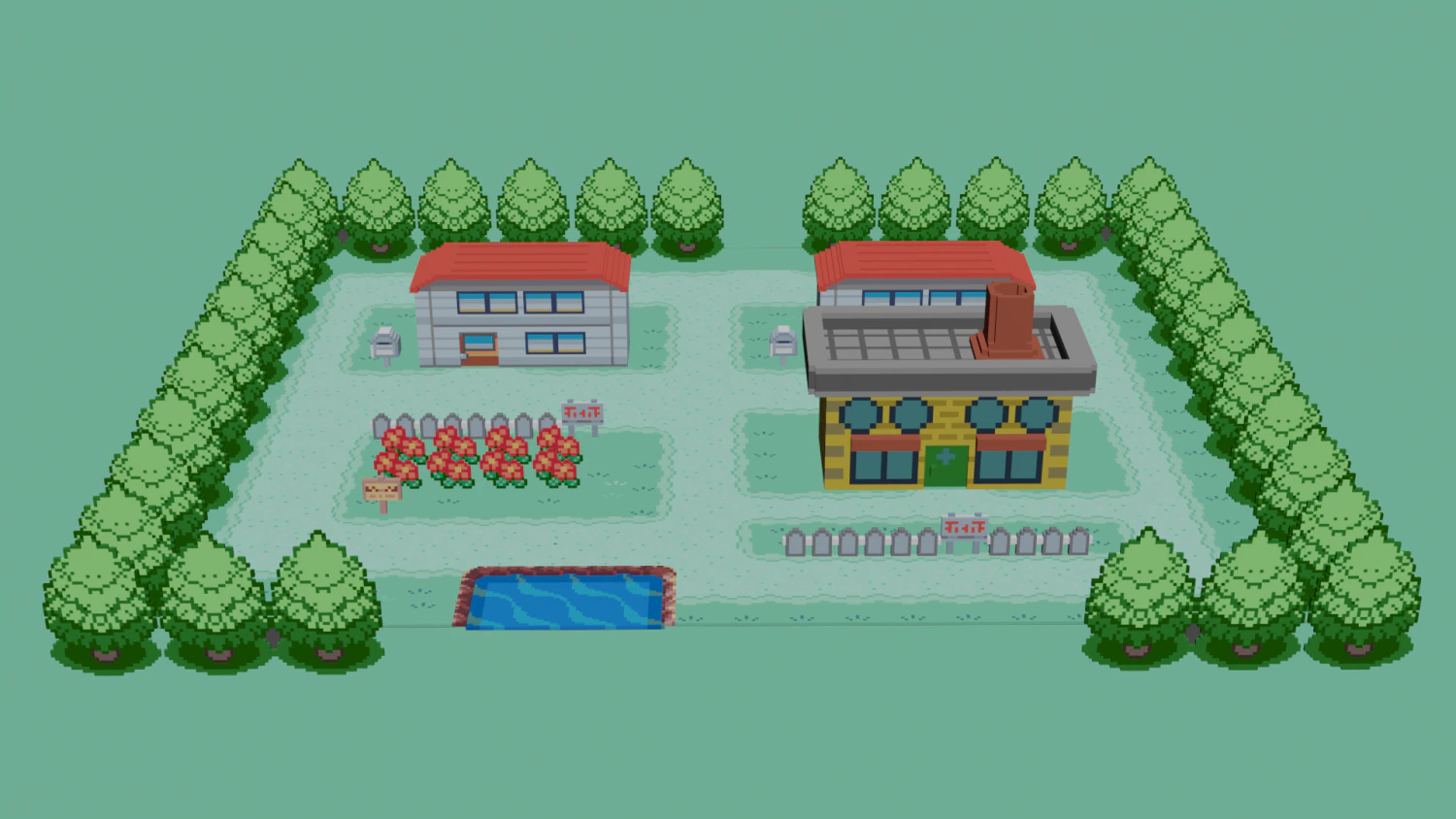 pallet town voxel 3D Model .c4d .max .obj .3ds .fbx .stl .blend