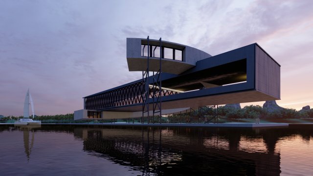hotel residence Model 3D .c4d .max .obj .3ds .fbx .stl .blend 
