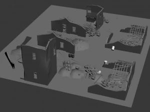 world war 2 and 1 war scene 3D Model