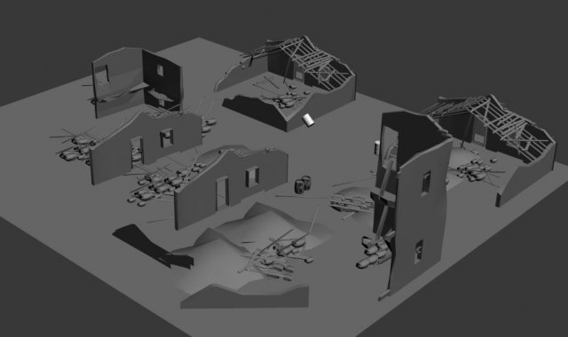 world war 2 and 1 war scene Modèle 3D .c4d .max .obj .3ds .fbx .stl .blend