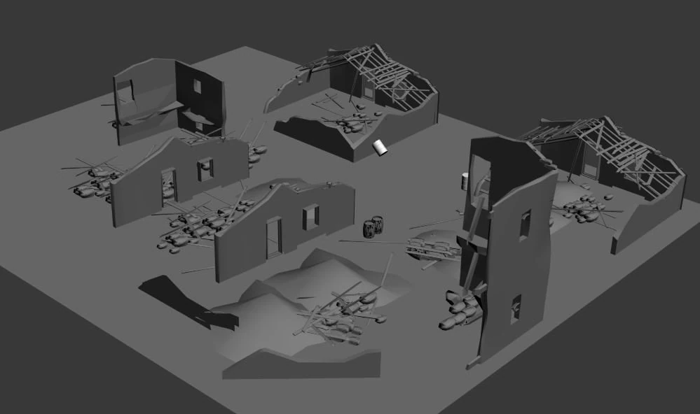 world war 2 and 1 war scene 3D Model .c4d .max .obj .3ds .fbx .stl .blend